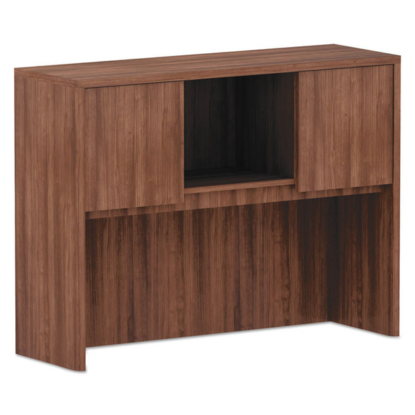 Alera Valencia Series Hutch with Doors, 3 Compartments, 47.13w x 15d x 35.38h, Modern Walnut [SKU: ALEVA284815WA]