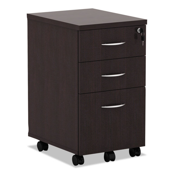 Alera Valencia Series Mobile Pedestal File, Left/Right, 3-Drawer: Box/Box/File, Legal/Letter, Espresso, 15.88 x 20.5 x 28.38 [SKU: ALEVA572816ES]