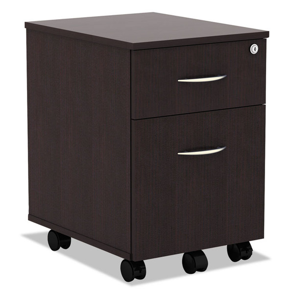 Alera Valencia Series Mobile Pedestal, Left or Right, 2-Drawers: Box/File, Legal/Letter, Espresso, 15.88" x 19.13" x 22.88 [SKU: ALEVABFES]