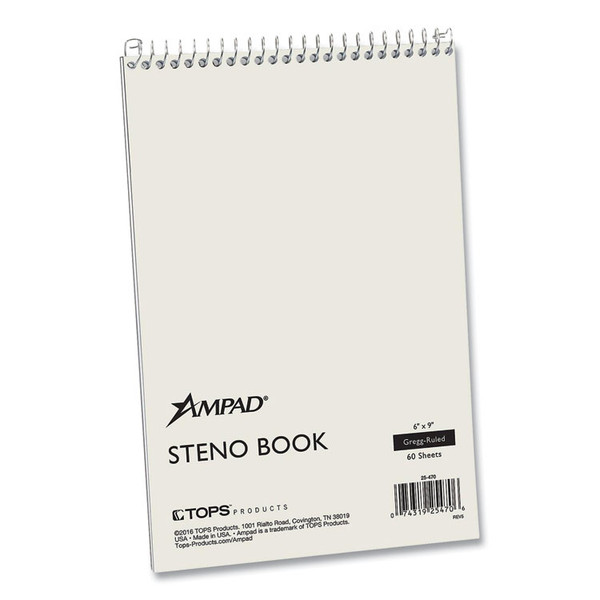 Steno Pads, Gregg Rule, White Cover, 60 Green-Tint 6 x 9 Sheets [SKU: AMP25470]