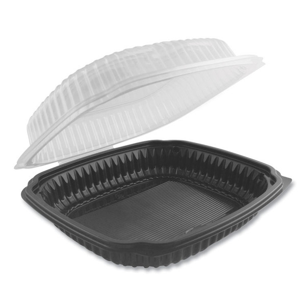 Culinary Lites Microwavable Container, 47.5 oz, 10.56 x 9.98 x 3.18, Clear/Black, Plastic, 100/Carton [SKU: ANZ4699610]