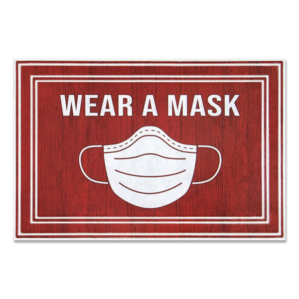 Message Floor Mats, 24 x 36, Red/White, "Wear A Mask [SKU: APH3984528842X3]