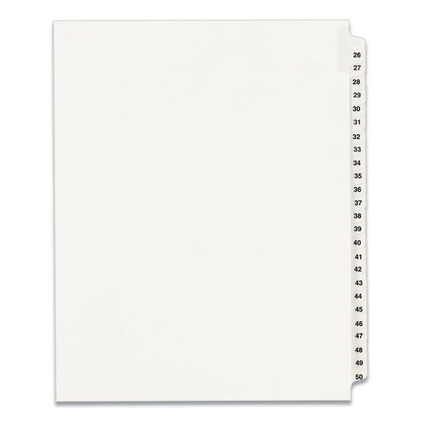 Preprinted Legal Exhibit Side Tab Index Dividers, Avery Style, 25-Tab, 26 to 50, 11 x 8.5, White, 1 Set, (1331) [SKU: AVE01331]