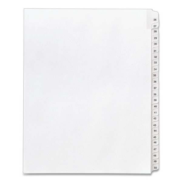 Preprinted Legal Exhibit Side Tab Index Dividers, Allstate Style, 25-Tab, 26 to 50, 11 x 8.5, White, 1 Set, (1702) [SKU: AVE01702]