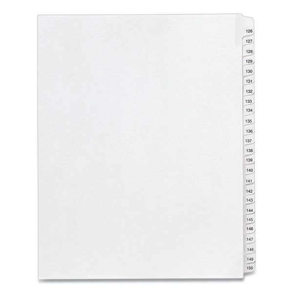 Preprinted Legal Exhibit Side Tab Index Dividers, Allstate Style, 25-Tab, 126 to 150, 11 x 8.5, White, 1 Set, (1706) [SKU: AVE01706]