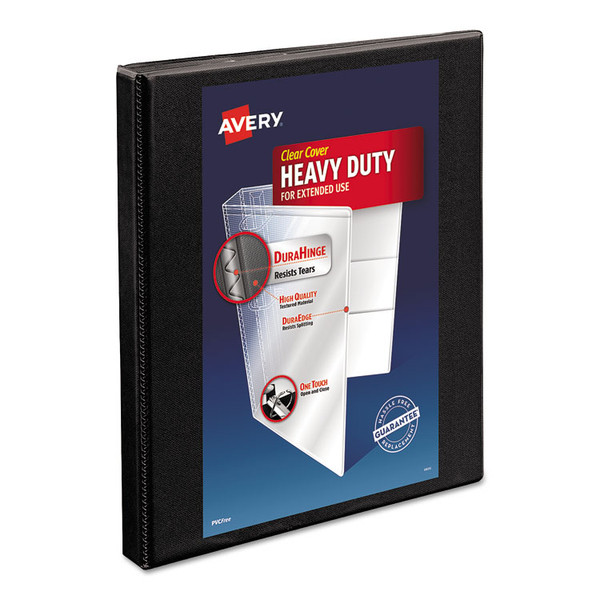 Heavy-Duty Non Stick View Binder with DuraHinge and Slant Rings, 3 Rings, 0.5" Capacity, 11 x 8.5, Black, (5233) [SKU: AVE05233]
