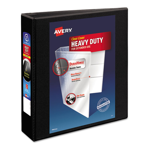 Heavy-Duty Non Stick View Binder with DuraHinge and Slant Rings, 3 Rings, 2" Capacity, 11 x 8.5, Black, (5500) [SKU: AVE05500]
