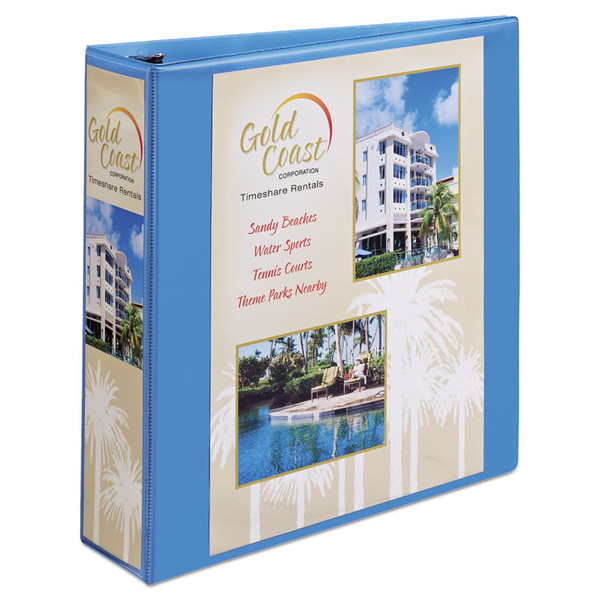 Heavy-Duty Non Stick View Binder with DuraHinge and Slant Rings, 3 Rings, 2" Capacity, 11 x 8.5, Light Blue, (5501) [SKU: AVE05501]