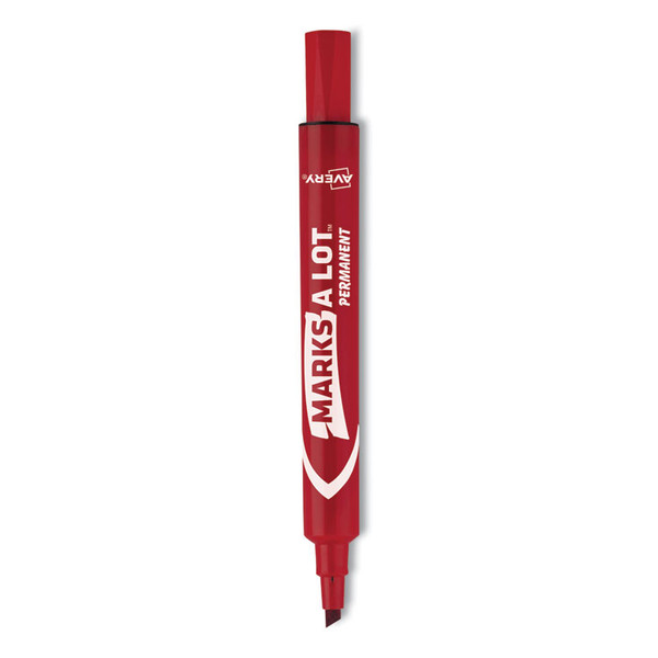 MARKS A LOT Regular Desk-Style Permanent Marker, Broad Chisel Tip, Red, Dozen (7887) [SKU: AVE07887]