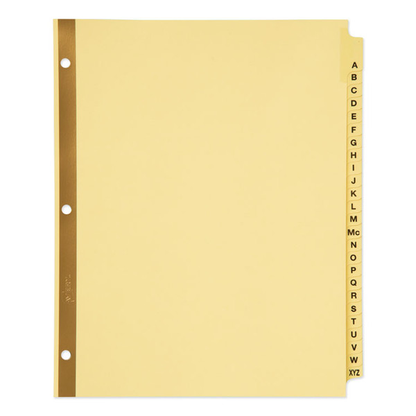 Preprinted Laminated Tab Dividers with Gold Reinforced Binding Edge, 25-Tab, A to Z, 11 x 8.5, Buff, 1 Set [SKU: AVE11306]
