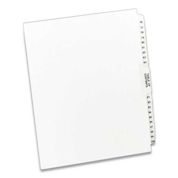 Preprinted Legal Exhibit Side Tab Index Dividers, Avery Style, 26-Tab, 76 to 100, 11 x 8.5, White, 1 Set [SKU: AVE11397]