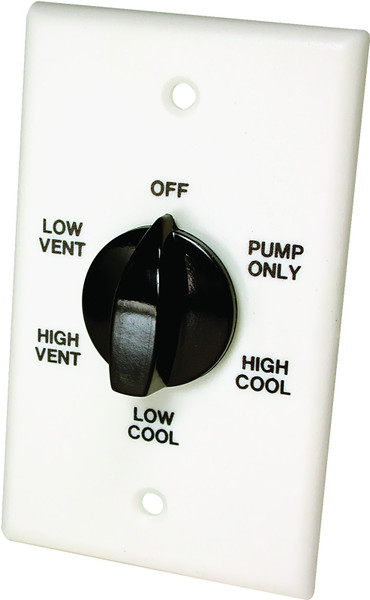 Dial 7112 Wall Switch, 2-Speed, Plastic, White, For: Evaporative Cooler Purge Systems [SKU: ORG0167619]