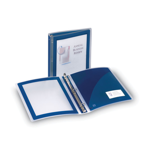 Flexi-View Binder with Round Rings, 3 Rings, 1.5" Capacity, 11 x 8.5, Navy Blue [SKU: AVE17638]