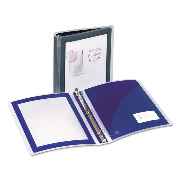 Flexi-View Binder with Round Rings, 3 Rings, 1" Capacity, 11 x 8.5, Black [SKU: AVE17686]