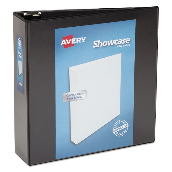 Showcase Economy View Binder with Round Rings, 3 Rings, 3" Capacity, 11 x 8.5, Black [SKU: AVE19750]