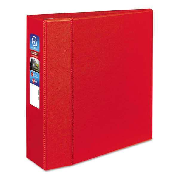 Heavy-Duty Non-View Binder with DuraHinge and Locking One Touch EZD Rings, 3 Rings, 4" Capacity, 11 x 8.5, Red [SKU: AVE79584]