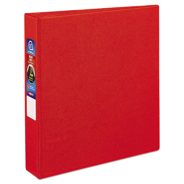 Heavy-Duty Non-View Binder with DuraHinge and One Touch EZD Rings, 3 Rings, 1.5" Capacity, 11 x 8.5, Red [SKU: AVE79585]