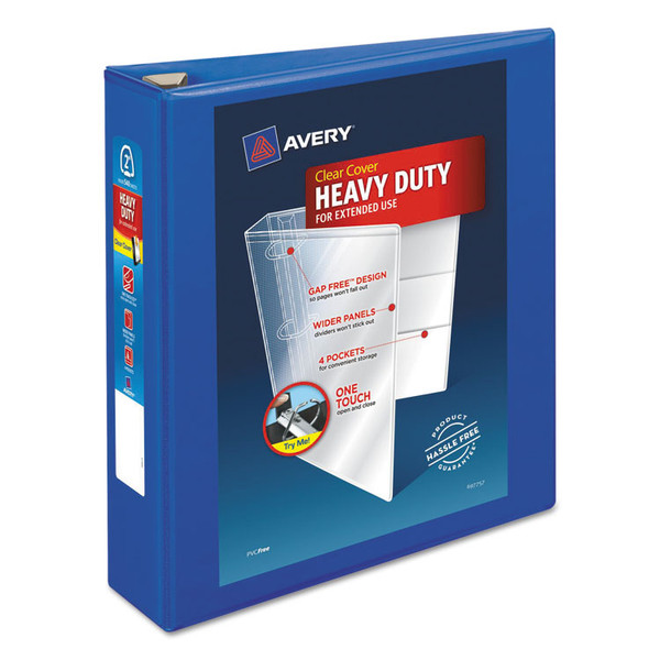Heavy-Duty View Binder with DuraHinge and One Touch EZD Rings, 3 Rings, 2" Capacity, 11 x 8.5, Pacific Blue [SKU: AVE79778]