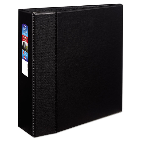 Heavy-Duty Non-View Binder with DuraHinge and Locking One Touch EZD Rings, 3 Rings, 4" Capacity, 11 x 8.5, Black [SKU: AVE79984]