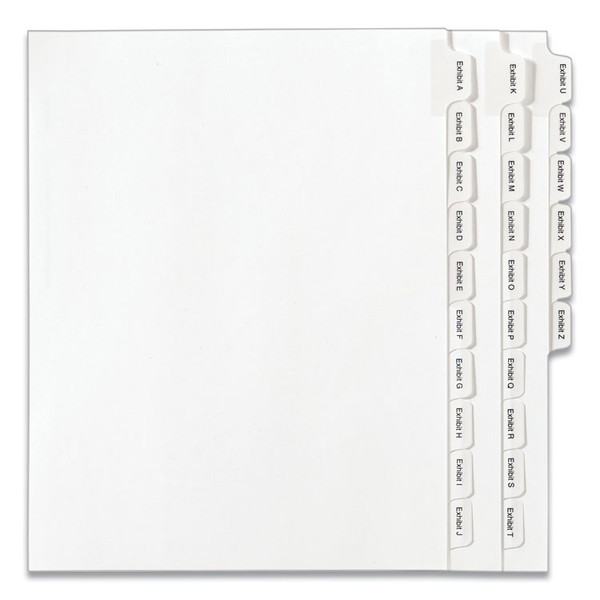 Preprinted Legal Exhibit Side Tab Index Dividers, Allstate Style, 26-Tab, Exhibit A to Exhibit Z, 11 x 8.5, White, 1 Set [SKU: AVE82105]