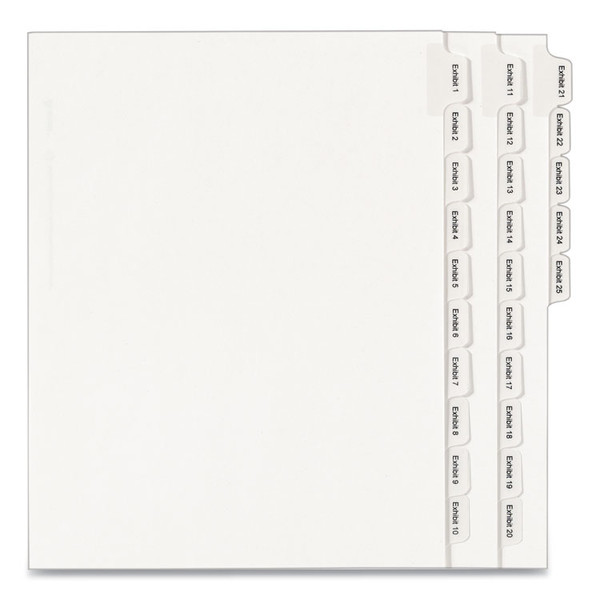 Preprinted Legal Exhibit Side Tab Index Dividers, Allstate Style, 25-Tab, Exhibit 1 to Exhibit 25, 11 x 8.5, White, 1 Set [SKU: AVE82106]