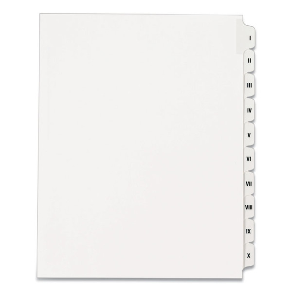 Preprinted Legal Exhibit Side Tab Index Dividers, Allstate Style, 10-Tab, I to X, 11 x 8.5, White, 1 Set [SKU: AVE82319]