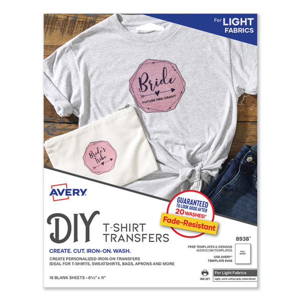Fabric Transfers, 8.5 x 11, White, 18/Pack [SKU: AVE8938]