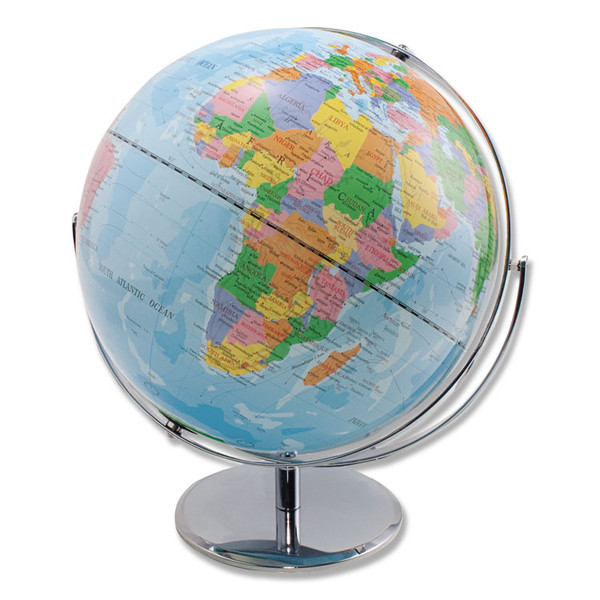 12-Inch Globe with Blue Oceans, Silver-Toned Metal Desktop Base, Full-Meridian [SKU: AVT30502]