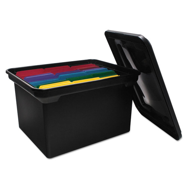 File Tote with Lid, Letter/Legal Files, 14.25" x 18" x 10.88", Black [SKU: AVT34052]