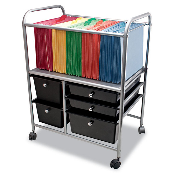 Letter/Legal File Cart with Five Storage Drawers, Metal, 5 Drawers, 21.63" x 15.25" x 28.63", Matte Gray/Black [SKU: AVT34100]