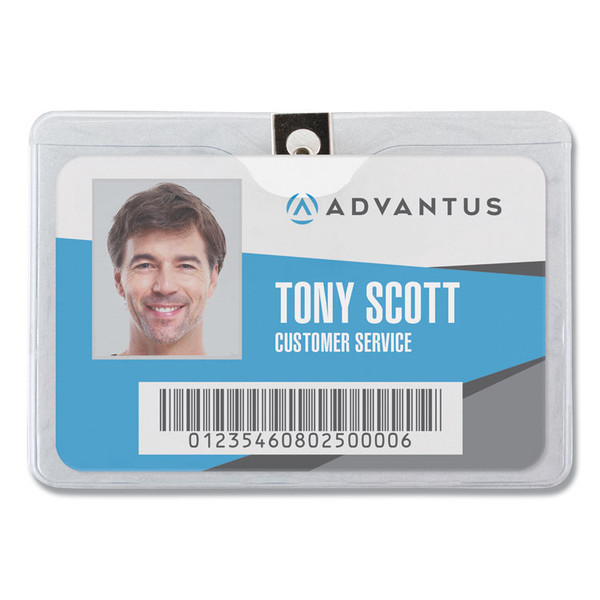 ID Badge Holders with Clip, Horizontal, Clear 4.13" x 3.38" Holder, 3.88" x 3" Insert, 50/Pack [SKU: AVT75456]