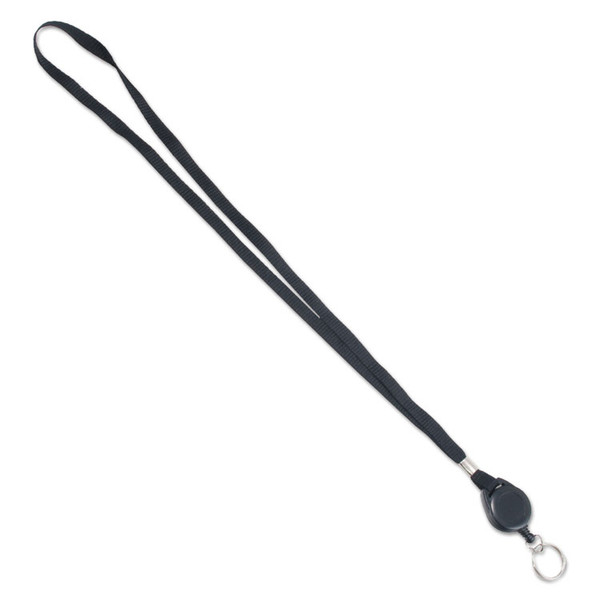 Lanyards with Retractable ID Reels, Metal Split Ring Fastener, 34" Long, Black, 12/Pack [SKU: AVT75547]