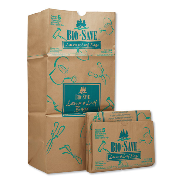 Lawn and Leaf Bags, 30 gal, 16" x 35", Kraft, 50 Bags [SKU: BAGRBR30105BO]