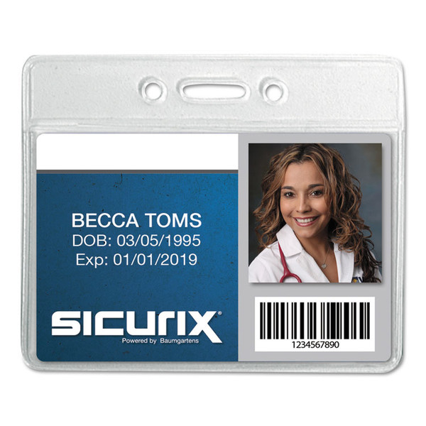 SICURIX Badge Holder, Horizontal, 2.13 x 3.38, Clear, 12/Pack [SKU: BAU67810]