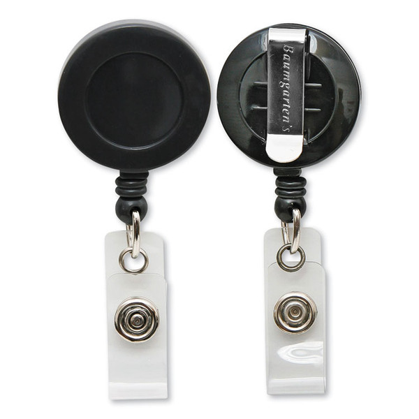ID Card Reel with Belt Clip, 30" Extension, Black [SKU: BAU68824]