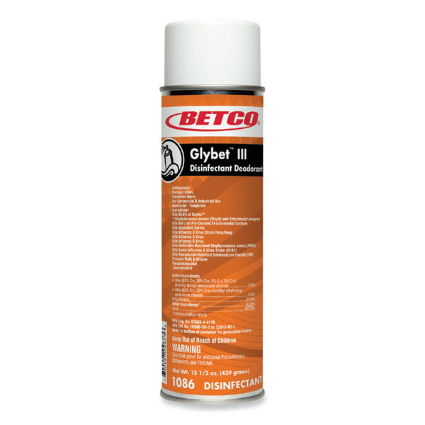 Glybet III Disinfectant, Citrus Bouquet Scent, 15.5 oz Aerosol Spray, 12/Carton [SKU: BET10862300]
