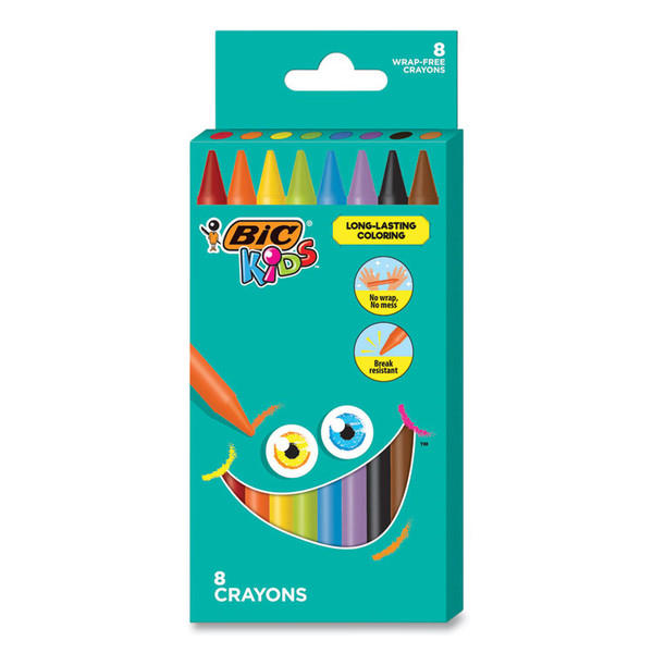 Kids Coloring Crayons, 8 Assorted Colors, 8/Pack [SKU: BICBKPC8AST]