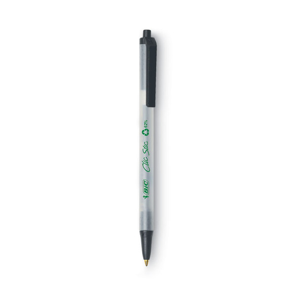 Ecolutions Clic Stic Ballpoint Pen, Retractable, Medium 1 mm, Black Ink, Clear Barrel, Dozen [SKU: BICCSEM11BK]