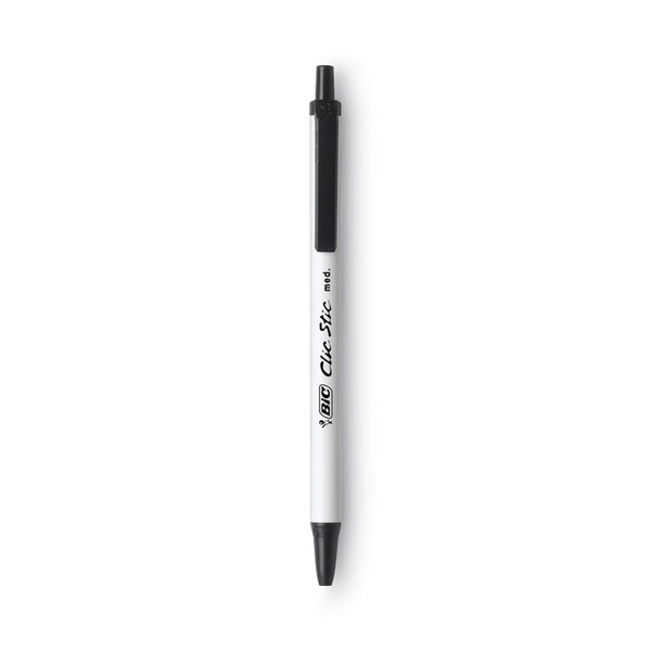 Clic Stic Ballpoint Pen Value Pack, Retractable, Medium 1 mm, Black Ink, White Barrel, 24/Pack [SKU: BICCSM241BK]
