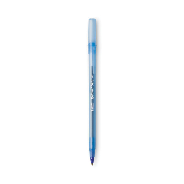 Round Stic Xtra Life Ballpoint Pen, Stick, Medium 1 mm, Blue Ink, Translucent Blue Barrel, Dozen [SKU: BICGSM11BE]