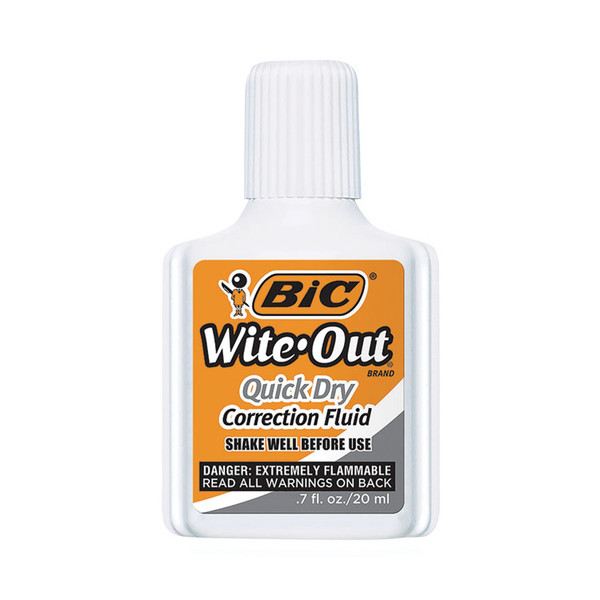 Wite-Out Quick Dry Correction Fluid, 20 mL Bottle, White, Dozen [SKU: BICWOFQD12WE]