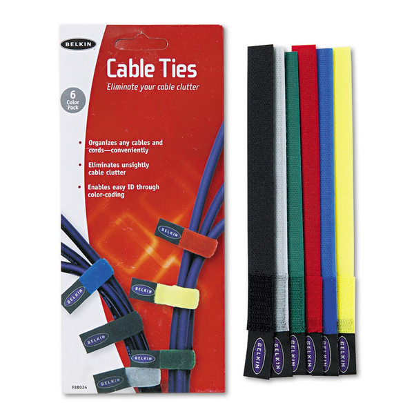 Multicolored Cable Ties, 6/Pack [SKU: BLKF8B024]