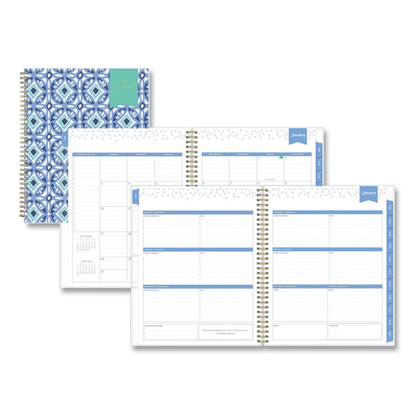Day Designer Tile Weekly/Monthly Planner, Tile Artwork, 11 x 8.5, Blue/White Cover, 12-Month (Jan to Dec): 2023 [SKU: BLS101411]