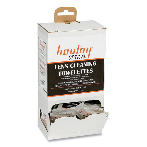 Optical Lens Cleaning Towelettes, Individually Wrapped in Dispenser Box, 100/Box [SKU: BOU252LCT100]