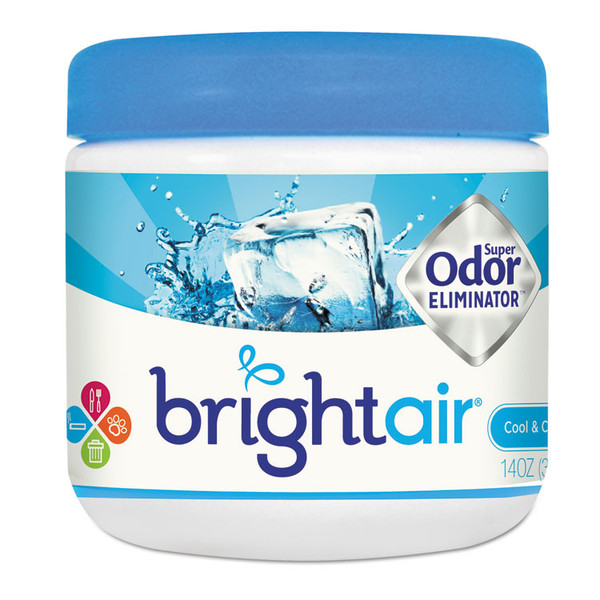Super Odor Eliminator, Cool and Clean, Blue, 14 oz Jar, 6/Carton [SKU: BRI900090CT]