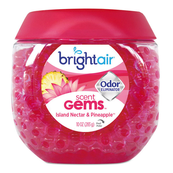 Scent Gems Odor Eliminator, Island Nectar and Pineapple, Pink, 10 oz Jar [SKU: BRI900229]