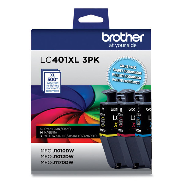 LC401XL3PKS High-Yield Ink, 500 Page-Yield, Cyan/Magenta/Yellow, 3/Pack [SKU: BRTLC401XL3PKS]
