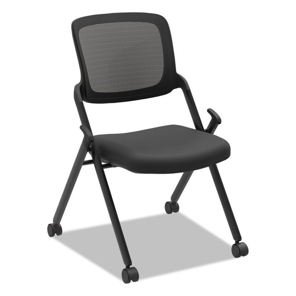 VL304 Mesh Back Nesting Chair, Supports Up to 250 lb, 19" Seat Height, Black Seat, Black Back, Black Base [SKU: BSXVL304BLK]