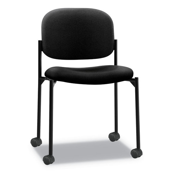 VL606 Stacking Guest Chair without Arms, Fabric Upholstery, 21.25" x 21" x 32.75", Black Seat, Black Back, Black Base [SKU: BSXVL606VA10]