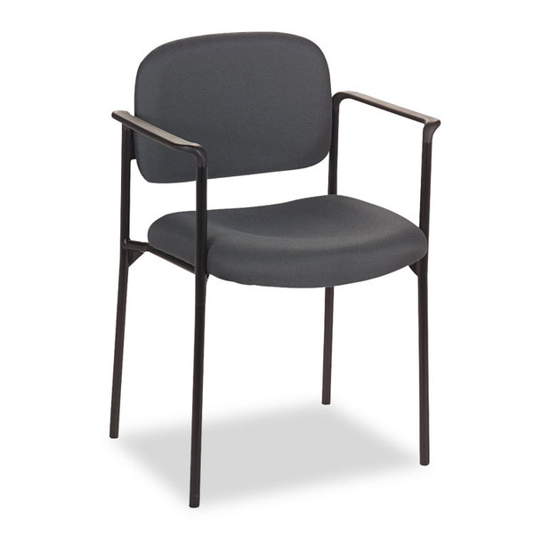 VL616 Stacking Guest Chair with Arms, Fabric Upholstery, 23.25" x 21" x 32.75", Charcoal Seat, Charcoal Back, Black Base [SKU: BSXVL616VA19]